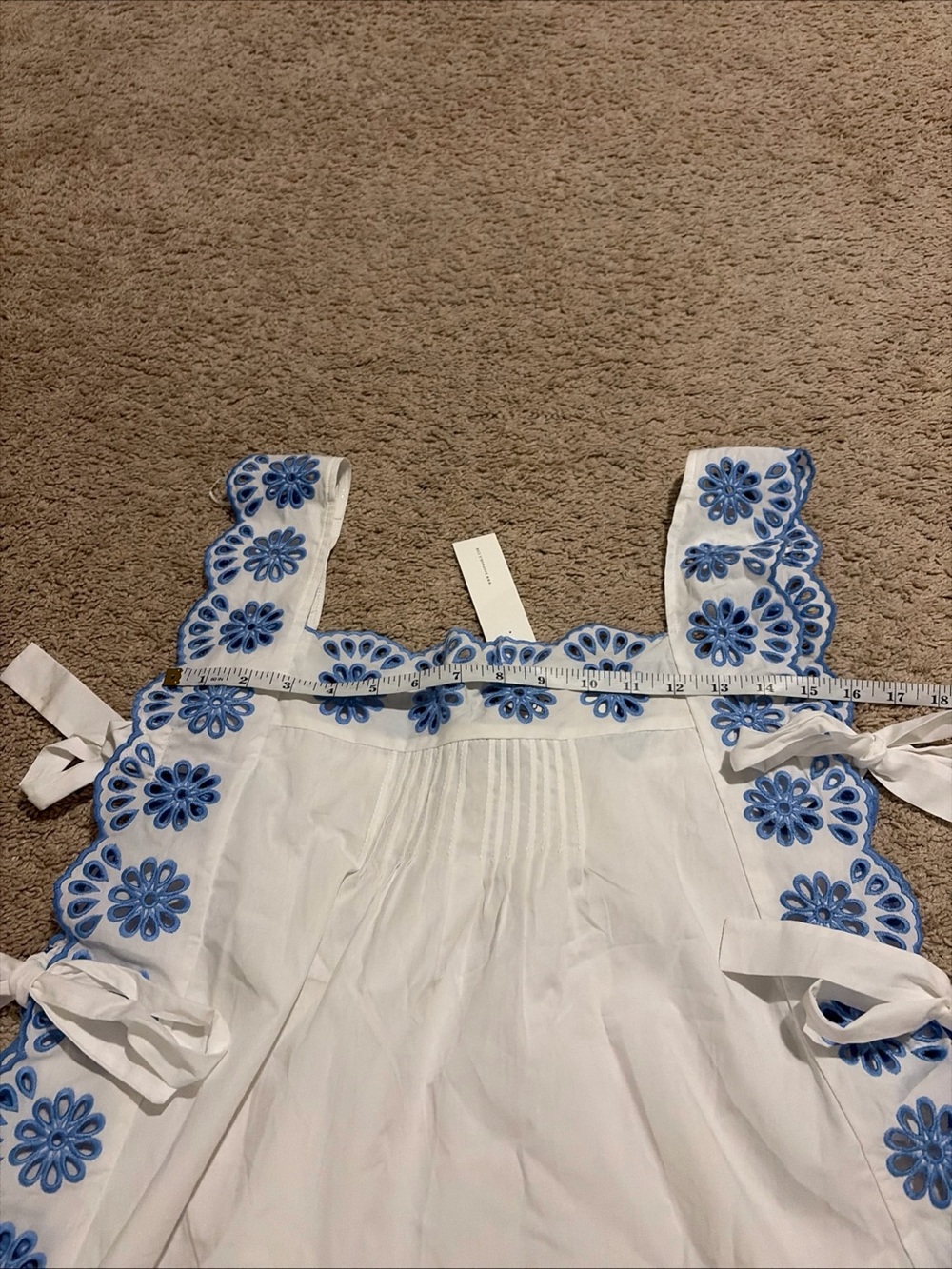 NWT Mable Anthropologie Blue White 100% Cotton Floral Shirt Top Blouse Large - Picture 3 of 8